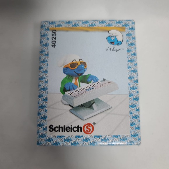RARE Vintage '97 Schleich 40250 Peyo Keyboarder Smurf w/ Electric Keyboard/Synth - Picture 2 of 15